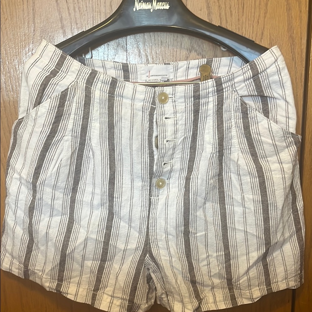 Anthropologie Striped Linen Shorts